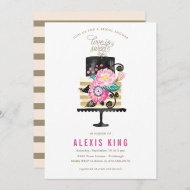 Couture Cake Gold Bridal Shower Invitations