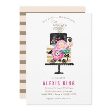 Couture Cake Gold Bridal Shower Invitations