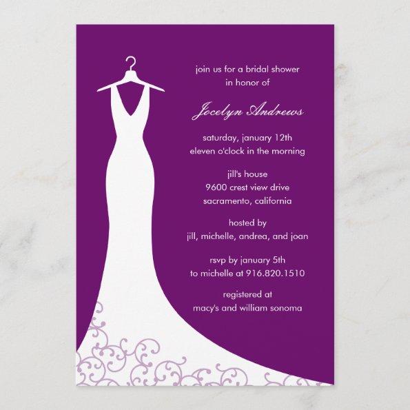 Couture Gown Bridal Shower Invitations (Purple)