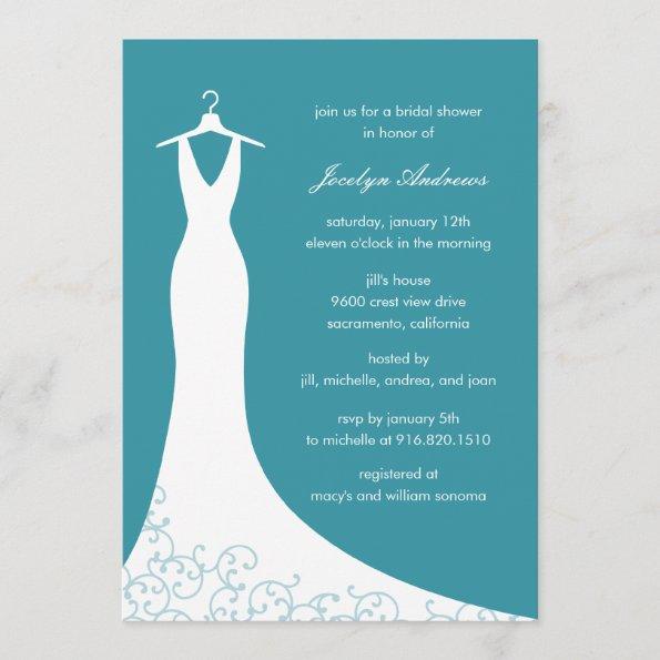 Couture Gown Bridal Shower Invitations (Turquoise)
