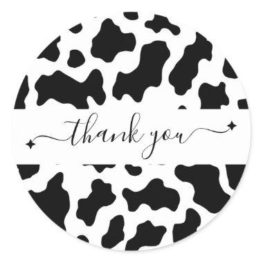 Cow Print Cowgirl Wedding Favor Thank You Classic Round Sticker