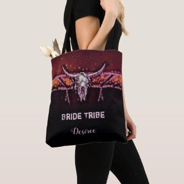 Cow Skull Wedding Bride Tribe Rustic Boho Chic Tote Bag