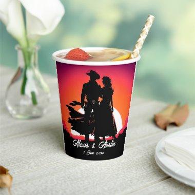 Cowboy and Cowgirl Wedding in Silhouette Paper Cups