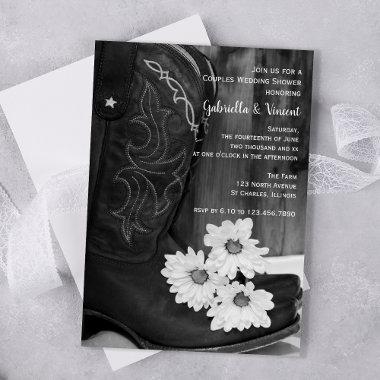 Cowboy Boots and Daisies Couples Wedding Shower Invitations
