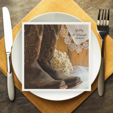 Cowboy Boots and Lace Country Western Wedding Napkins