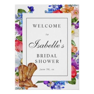 Cowboy Boots and Wildflower Bridal Shower Welcome Poster
