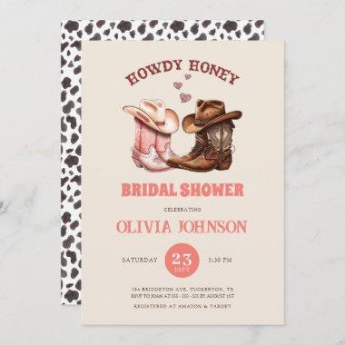 Cowboy Boots & Cow Print Western Bridal Shower Invitations