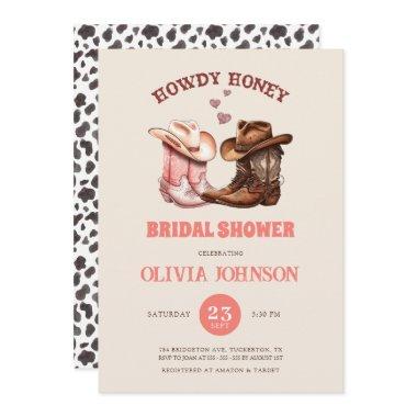 Cowboy Boots & Cow Print Western Bridal Shower Invitations