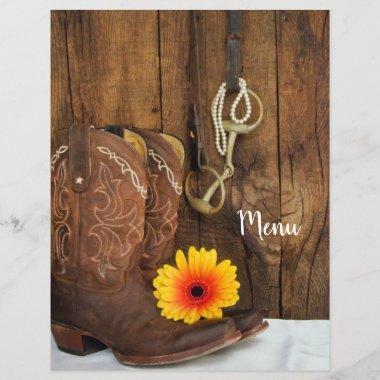 Cowboy Boots, Daisy and Horse Bit Wedding Menu