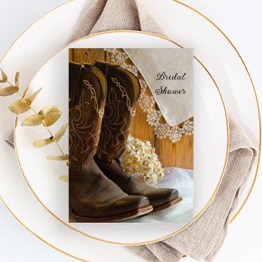 Cowboy Boots Lace Country Western Bridal Shower Invitations