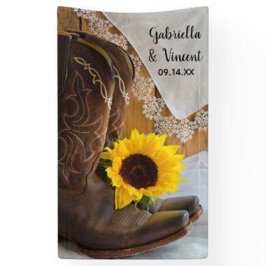 Cowboy Boots, Sunflower and Lace Western Wedding Banner