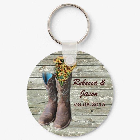 cowboy boots western country wedding thank you keychain