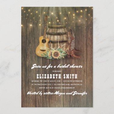 Cowboy Boots Wine Barrel Country Bridal Shower Invitations