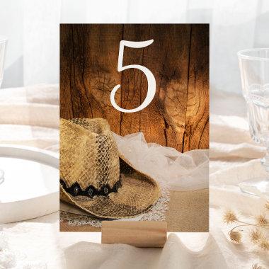 Cowboy Hat and Barn Wood Wedding Table Numbers