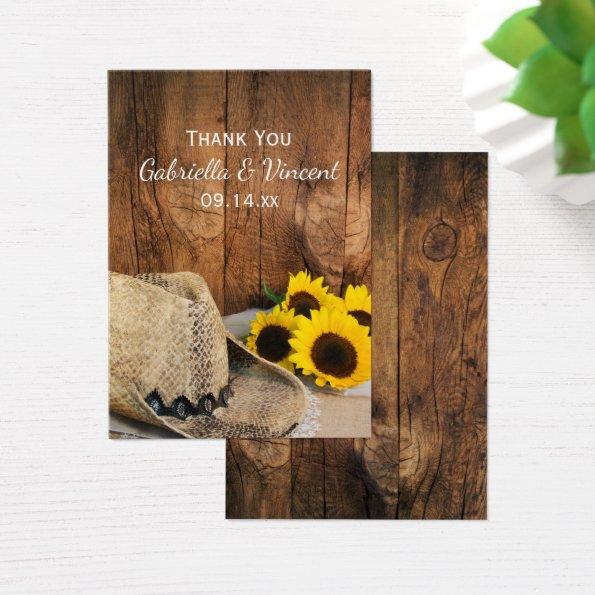 Cowboy Hat, Sunflowers Barn Wood Wedding Favor Tag