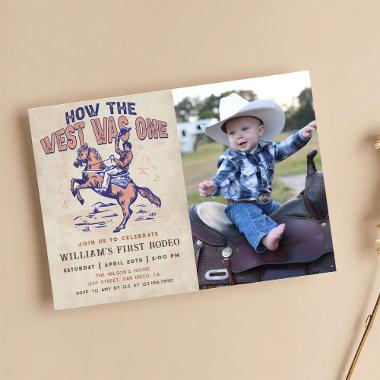 Cowboy Rodeo Birthday How the West Was One Photo Invitations
