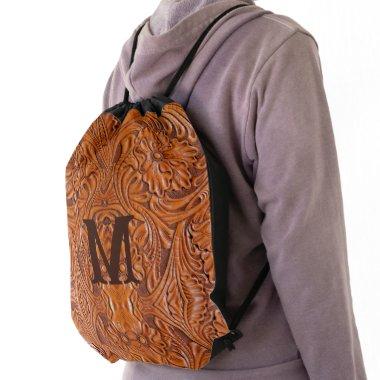 Cowboy Rustic western country wedding monogram Drawstring Bag