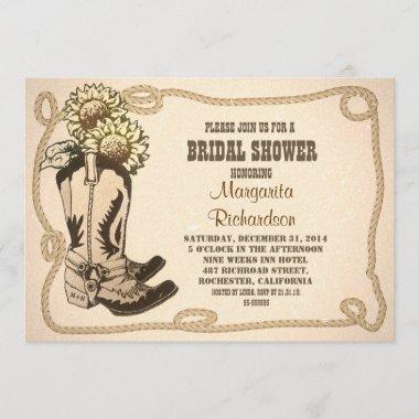 cowboy shoes rustic bridal shower invitations