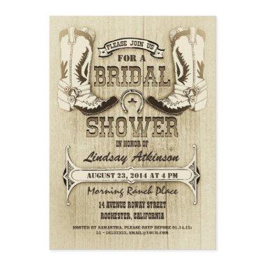 cowboy shoes western bridal shower invitations