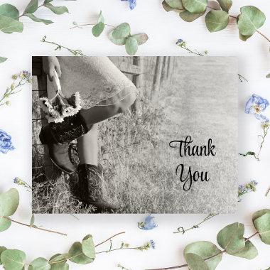 Cowgirl and Sunflowers Country Wedding Thank You PostInvitations