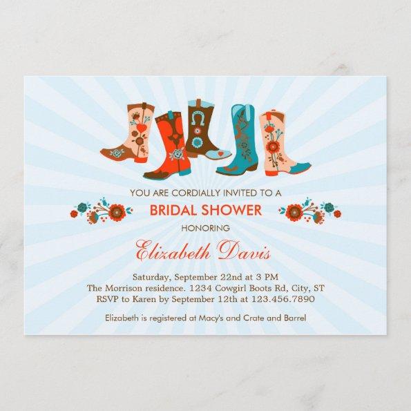 Cowgirl Boots Bridal Shower Invitations