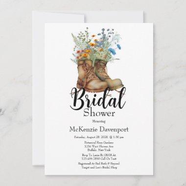 Cowgirl Boots Wildflowers Bridal Shower Invitations