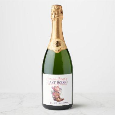 Cowgirl Last Rodeo Pink Bachelorette Sparkling Wine Label