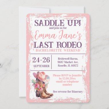 Cowgirl Last Rodeo Pink Bachelorette Weekend Invitations