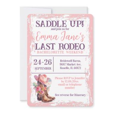 Cowgirl Last Rodeo Pink Bachelorette Weekend Invitations