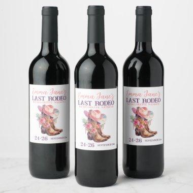Cowgirl Last Rodeo Pink Bachelorette Wine Label