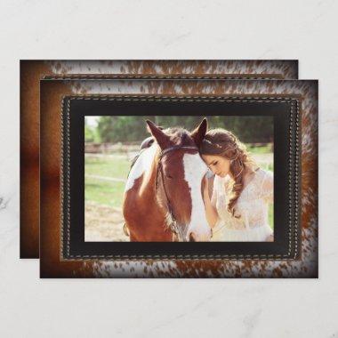 Cowhide Country Western Cowboy bridal shower Invitations