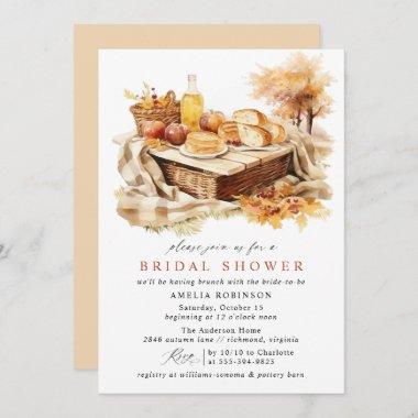Cozy Fall Picnic Cute Rustic Bridal Shower Brunch Invitations