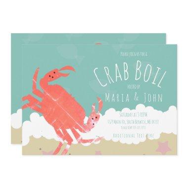 Crab Boil Party Sand Ocean Waves Invitations