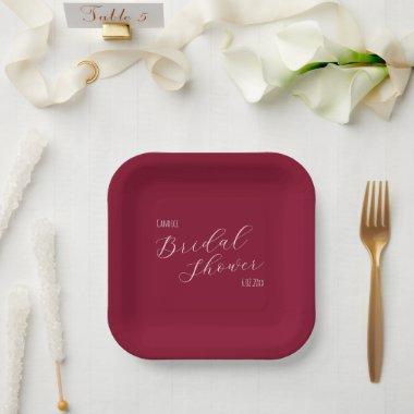 Cranberry Red Simple Style  Paper Plates