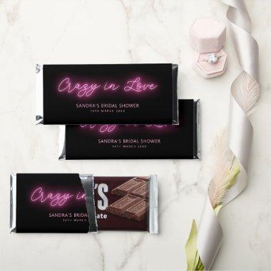 Crazy in love bridal shower neon lights hershey bar favors