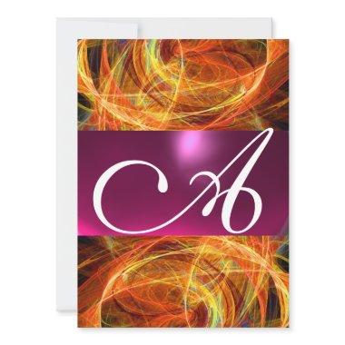 CRAZY PHOTON MONOGRAM black pink Invitations