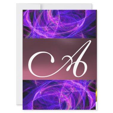 CRAZY PHOTON MONOGRAM purple black Invitations