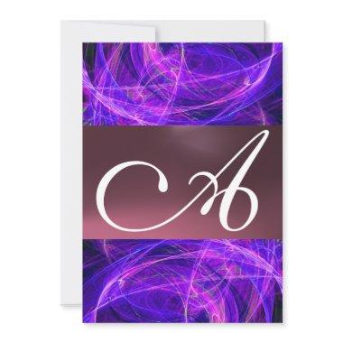 CRAZY PHOTON MONOGRAM purple black Invitations