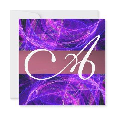 CRAZY PHOTON MONOGRAM purple black Invitations