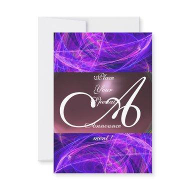 CRAZY PHOTON MONOGRAM purple black rsvp Invitations