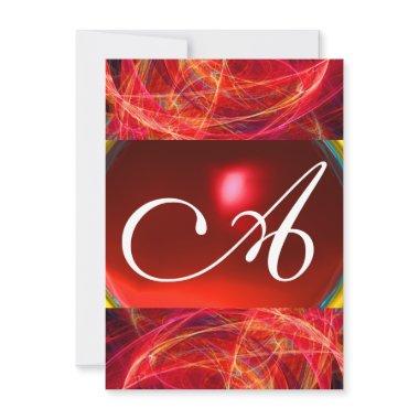 CRAZY PHOTON MONOGRAM red black pink rsvp Invitations