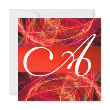 CRAZY PHOTON MONOGRAM red black pink white Invitations