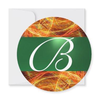 CRAZY PHOTON MONOGRAM yellow emerald green Invitations