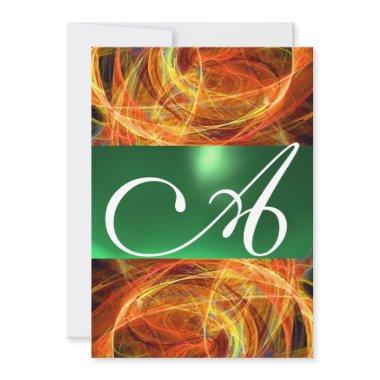 CRAZY PHOTON MONOGRAM yellow emerald green Invitations