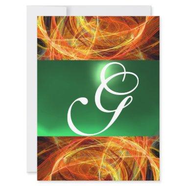 CRAZY PHOTON MONOGRAM yellow emerald green Invitations