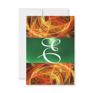 CRAZY PHOTON MONOGRAM yellow emerald green Invitations