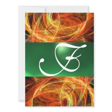 CRAZY PHOTON MONOGRAM yellow emerald green Invitations