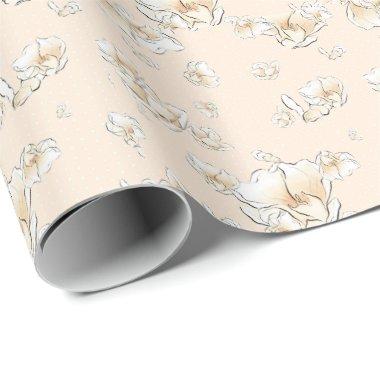 Cream and gold magnolia bridal shower wedding wrapping paper