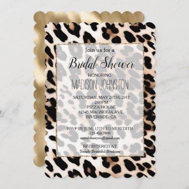 Cream Black Leopard Print Invitations