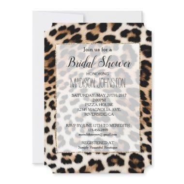 Cream Black Leopard Print Invitations